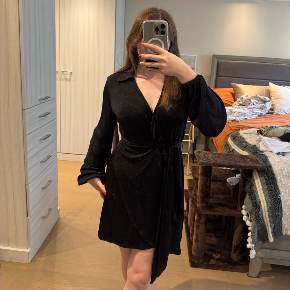 Princess Polly Black Wrap Dress